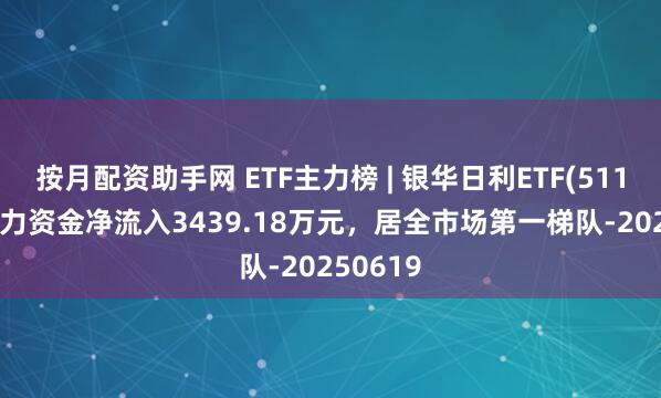 按月配资助手网 ETF主力榜 | 银华日利ETF(511880)主力资金净流入3439.18万元，居全市场第一梯队-20250619