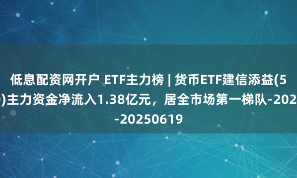 低息配资网开户 ETF主力榜 | 货币ETF建信添益(511660)主力资金净流入1.38亿元，居全市场第一梯队-20250619